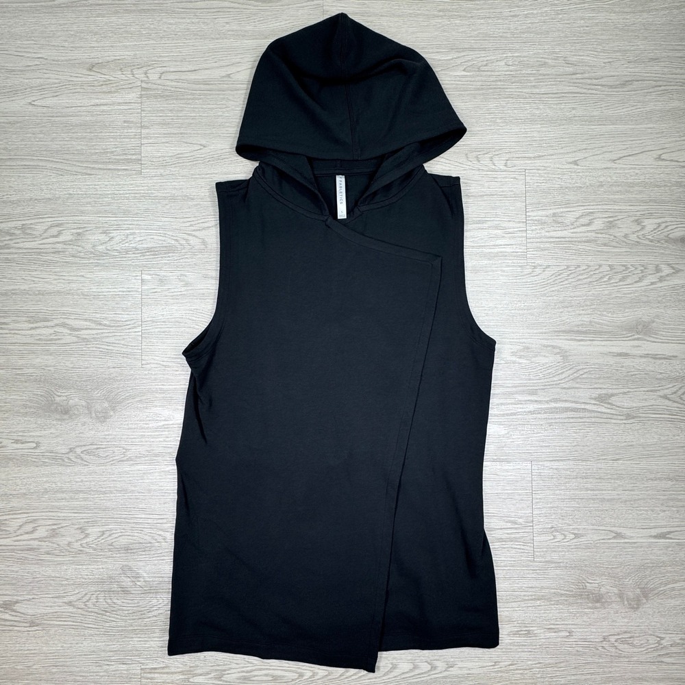 Fabletics Women Sleeveless Hoodie Wrap Top Black Small Asymmetrical Drawstring